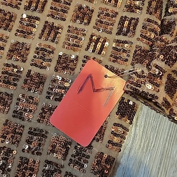 Bronze Sequins Long Sleeve Dress - Picture 4 of 4